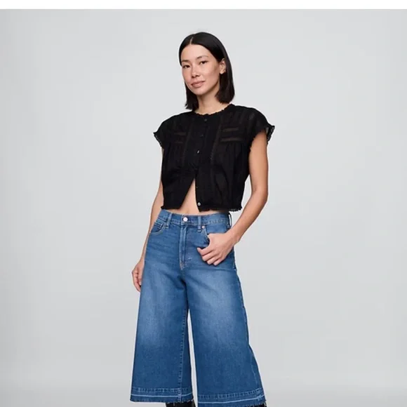 GAP Women's High Rise Denim Culotte Jeans 26 - Picture 2 of 7